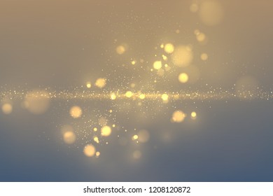 Golden light effect. Abstract gold bokeh magical background