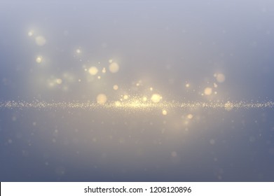 Golden light effect. Abstract gold bokeh magical background