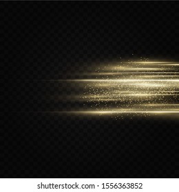 Golden light effect. Abstract laser beams of light. Chaotic neon rays of light .
