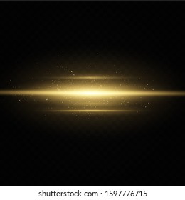  Golden light effect. Abstract laser beams of light. Chaotic neon rays of light .