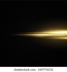  Golden light effect. Abstract laser beams of light. Chaotic neon rays of light .