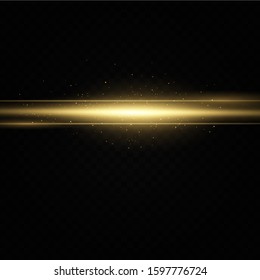  Golden light effect. Abstract laser beams of light. Chaotic neon rays of light .