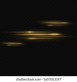 Golden light effect. Abstract laser beams of light. Chaotic neon rays of light .
