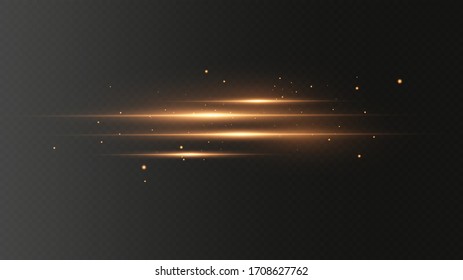  Golden light effect. Abstract laser beams of light. Chaotic neon rays of light .