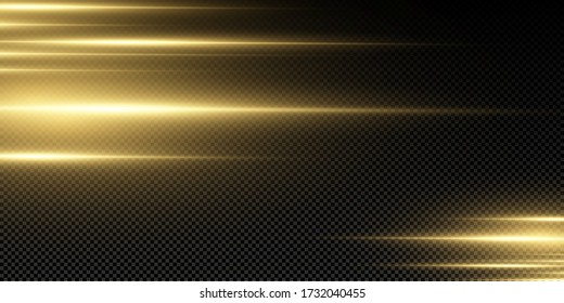  Golden light effect. Abstract laser beams of light. Chaotic neon rays of light .
