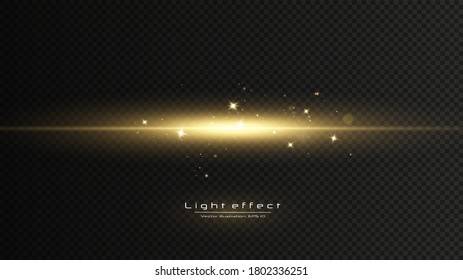  Golden light effect. Abstract laser beams of light. Chaotic neon rays of light .