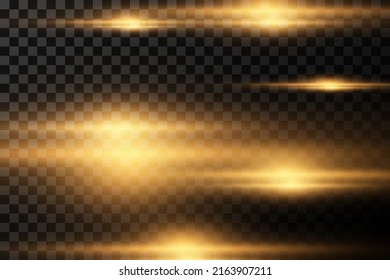 Efecto de la luz dorada. Vigas de luz láser abstractas. Caóticos neones de luz.