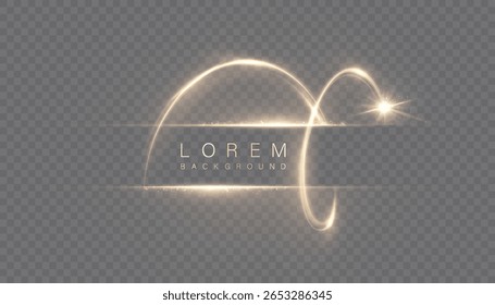 Quadro de efeito de luz dourada com brilho suave e arcos dinâmicos ao redor do espaço de texto. Usado para apresentações, logotipos digitais, banners e interfaces modernas.