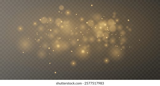 Golden light effect, glare, explosion, sparks, star. On a transparent background.