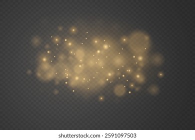 Golden light effect, glare, explosion, sparks, star. On a transparent background.