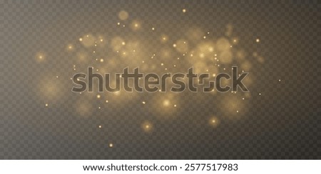 Golden light effect, glare, explosion, sparks, star. On a transparent background.
