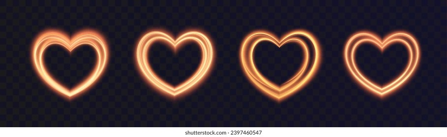 Golden light effect heart shape for holiday cards banners and congratulations.