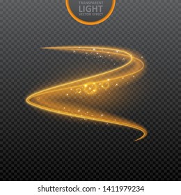 Golden light effect on transparent background with realistic sparkles. Magic light. Glowing wavy light effect. Vector Illustration. - Powered by Shutterstock - Get 15% off with code: PIKWIZARD15