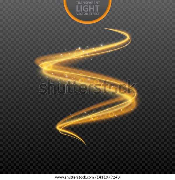 Golden Light Effect On Transparent Background Stock Vector (Royalty