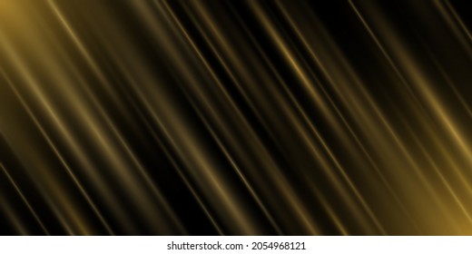 Goldener Lichteffekt von Strahlen einzeln auf schwarzem Hintergrund. Luxuriöser abstrakter Hintergrund für Urlaub. Glühende Linien. Vektorgrafik. EPS10