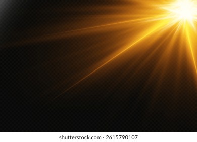 Golden light effect from spotlight and star rays.