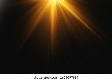 Golden light effect from spotlight and star rays.