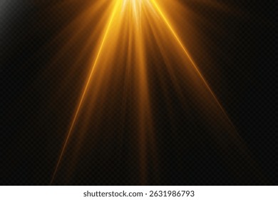 Efeito de luz dourada dos raios de luz e estrelas.