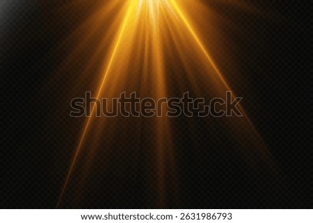 Golden light effect from spotlight and star rays.