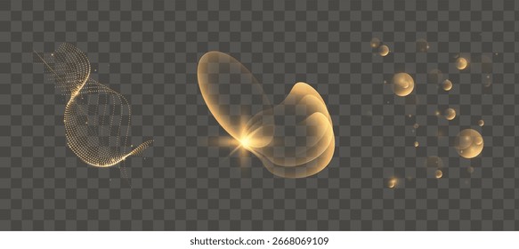 Efeitos De Luz Dourada E Conjunto De Elementos De Brilho Abstrato.