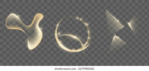 Colección de efectos de luz dorada. Ondas Brillantes, Destellos Y Formas Abstractas