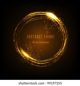 Golden light effects frame. Vector