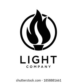 Golden Light Fire Torch Flame logo