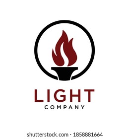 Golden Light Fire Torch Flame logo