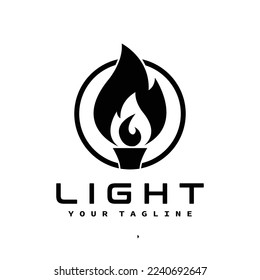 Golden Light Fire Torch Flame logo