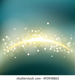 Golden light flare with blurred background