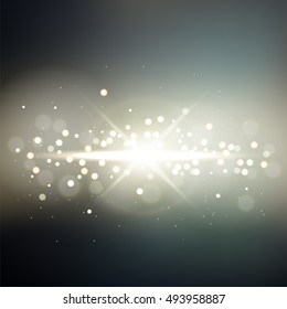 Golden light flare with blurred background