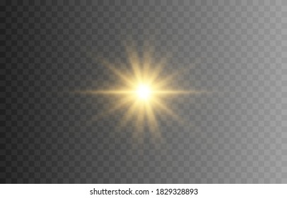 Golden Light. Golden Flash, Explosion. Abstraction. Rays Of Light, Rays Of The Sun. Vector Illustration. PNG. Light Png.