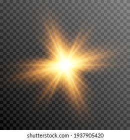 Golden light. A flash of light, a magical glow. Sun, sun rays png. Light png. Vector image.