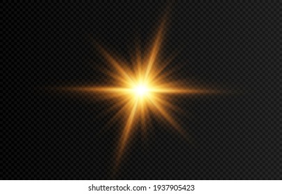 Golden light. A flash of light, a magical glow. Sun, sun rays png. Light png. Vector image.