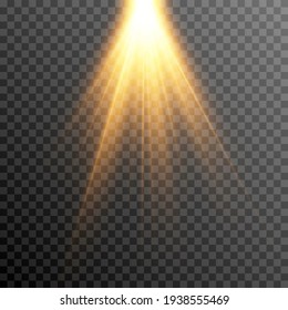 Golden light. A flash of light, a magical glow. Sun, sun rays png. Light png. Vector image.