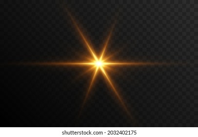 Golden light. A flash of light, a magical glow. Sun, sun rays png. Light png. Vector image.