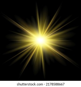 Golden light. A flash of light, a magical glow. Sun, sun rays png. Light png. Vector image.