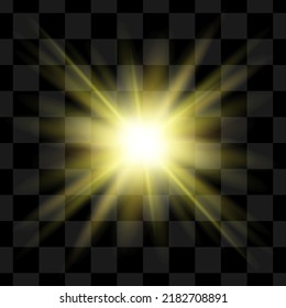 Golden light. A flash of light, a magical glow. Sun, sun rays png. Light png. Vector image.