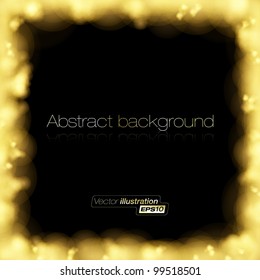Golden light frame on dark background