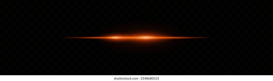 Golden light glare beam. A sharp and vibrant horizontal glow perfect for sci-fi designs, transitions, or futuristic effects. Bright streaks of light with a neon appearance, creating dynamic