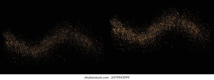 Golden light glitter sparkle background design. Bright dust isolated gold glitter confetti vector illustration texture effect background design	