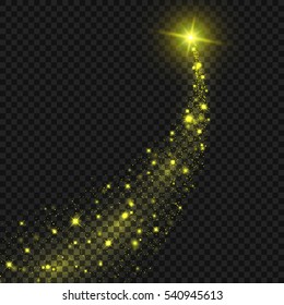 Golden Light glow effect stars bursts with sparkles isolated on transparent background