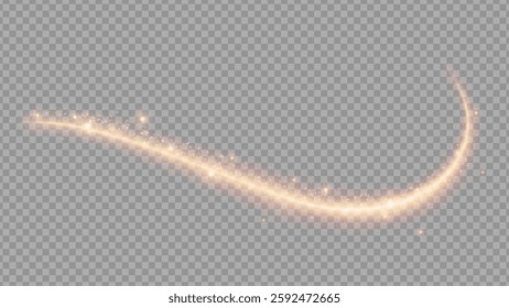 Golden Light Glow with Magic Sparks on Transparent Background