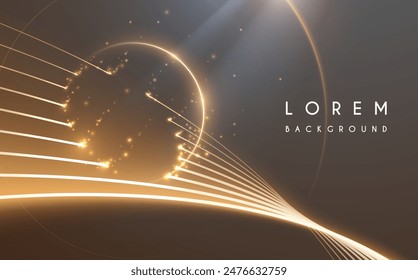 Golden light lines with sphere and sparks