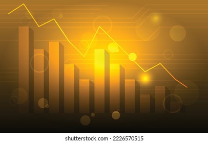Golden Light Negative Bar Graph Chart Depreciation Business Economic Recession