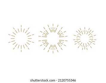 Golden Light Rays Frames Set. Shine Burst Background. Radiant Spark. Vector Illustration. Sun Beam Ray Sunburst Background. 