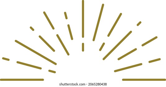 Rayos dorados. Logo de semicírculo. Sunburst en estilo vintage