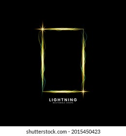 Golden light rectangle frame lightning effect background Premium Vector