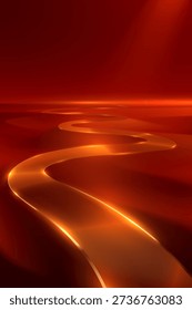 Golden light road with red hills