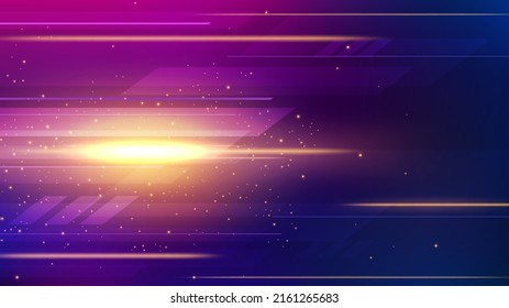 Movimiento de velocidad de la luz dorada, fondo de pantalla ancha, iluminación vectorial